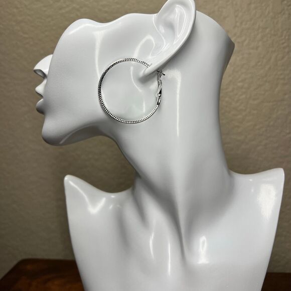 Earrings Silver color deco Design Hoop Trendy Deco 3 Earrings set pinup chicano - Picture 2 of 14
